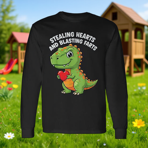 Maglietta a maniche lunghe per bambini Stealing Hearts Dinosaur T-Rex Blasting Farts, maglietta promozionale - Product Image 3