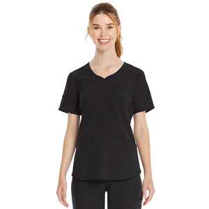 Women's Black Scrub Set V-Neck <b>Top</b> With Pockets And Straight Leg Pants For Hospital Uniforms - Product Image 6
