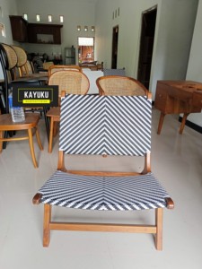 Handcrafted Teak <b>Lounge</b> <b>Chair</b> with Webbed Seat and Backrest - Product Image 2