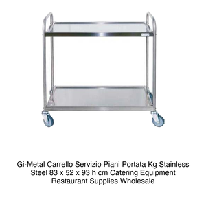 Carrito de Servicio Gi-Metal de Acero Inoxidable, Capacidad en kg, 83 x 52 x 93 h cm, Equipo de Catering, Suministros para Restaurantes, Venta al por Mayor - Product Image 2