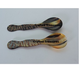 ชุดเซิฟเวอร์สลัดฮอร์น2ชิ้นช้อนส้อมเครื่องครัวส่วนตัวผสมสลัดเซิร์ฟเวอร์สลัด - Product Image 6