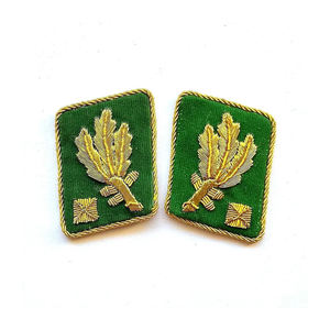 Wholesale Staff Patch Gorget <b>Collar</b> Hand Embroidered Braided With Brass Button Clip Custom Chrome Plated Fabric Pu Main Material - Product Image 2