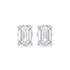 4,00 CT F/VS Emerald-Cut Lab-Grown Diamond Juego de cuatro puntas Stud Pendiente Chapado en oro Plata de Ley 925 Unisex - Product Image 4