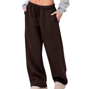 Pantalons de survêtement pour femmes Baggy jambe large taille basse pantalons de survêtement Y2k athlétique coupe ample confortable doublé polaire automne hiver pantalons chauds - Product Image 1