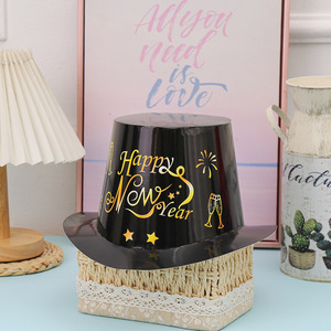 Chapeau haut de forme noir doré bronzant pour le Nouvel An, chapeau à large bord pour adulte, idéal pour les fêtes costumées, vente en gros - Product Image 6