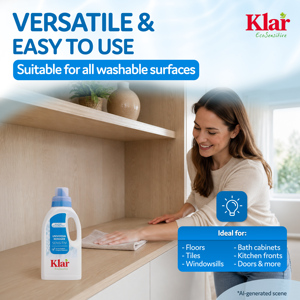 น้ำยาทำความสะอาดพื้นอเนกประสงค์ KLAR Eco Sensitive 500 มล. สูตรเข้มข้น ปราศจากน้ำหอม สำหรับคนทานมังสวิรัติ ผ่านการทดสอบทางผิวหนัง ปลอดภัยต่อสุขอนามัย - Product Image 5