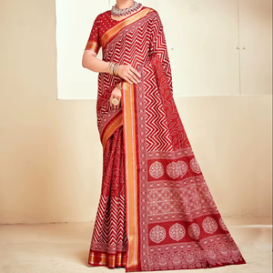 Saree de algodón Mal con estampado floral perfecto para todos los eventos - Product Image 1