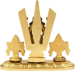 Latón pulido Shankh Chakra Namah Showpiece Estatuilla decorativa para el hogar con Tilak Shankh Chakra en Lay - Product Image 2