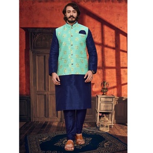 เซ็ตชุดนอนผ้าไหม Koti kurta ดีไซน์ใหม่จากนักออกแบบแฟชั่นส่งออกแบบอินเดียชุดมีฟังก์ชั่นการใช้งานแบบดั้งเดิม - Product Image 1