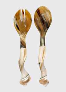 100% vraie cuillère en corne de boeuf et de buffle avec design traditionnel, ensemble de couverts de qualité pour restaurant avec fourchette en acier inoxydable - Product Image 2