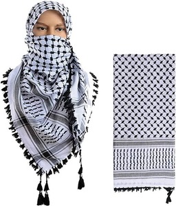Wholesale 100% Cotton Palestinian Keffiyeh Shemagh Scarf Arab Kufiya Arafat Hatta <b>Shawl</b> <b>for</b> Men & Women,Red/White/Black Pattern - Product Image 4