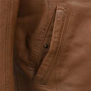 Veste en cuir et toile marron foncé vintage avec logo brodé personnalisé, coupe décontractée, respirante, séchage rapide, pour homme, idéale pour l'hiver - Product Image 1