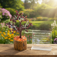 Superbe arbre d'agate incroyable 60 puces grenat pierre cristal Figurine décor à la maison amour Chakra Feng Shui pierre semi-précieuse artisanat