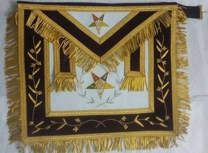 Tabliers et colliers maçonniques personnalisés en cuir brodé 3D Étoile d'Orient - Colliers à chaîne de haute qualité - Product Image 2