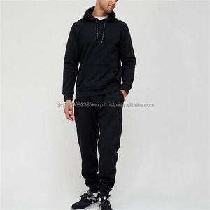 Ensemble de survêtement unisexe avec sweat à capuche et jogging en molleton de coton, tenue 2 pièces, uni, logo personnalisé, vêtements de sport décontractés chauds pour l'hiver - Product Image 4