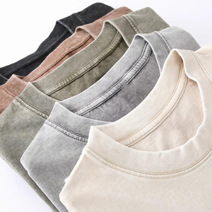 เสื้อยืดโอเวอร์ไซส์ผ้าฝ้ายฟอกสี ผู้ชาย สไตล์ลำลอง สีพื้น แขนสั้น คอกลม ผ้าเจอร์ซีย์ถัก ย้อมสีเรียบ เสื้อยืดฟอกสีแบบแอซิด - Product Image 6