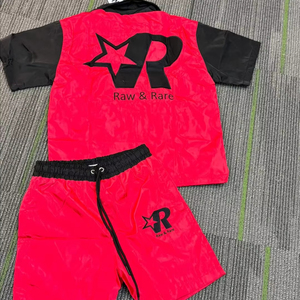 Low MOQ Customized Design <b>Zip</b> Up <b>Shirt</b> And Shorts Set Summer 2 Pcs Short Set Jogger 100% Nylon Tracksuit - Product Image 1