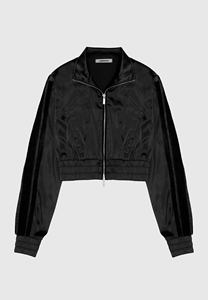 Chándal de satén de 2 piezas para mujer, ropa informal de manga larga, Tops cortos, chaqueta y pantalones, conjunto deportivo, trajes de chándal de seda con logotipo personalizado - Product Image 5