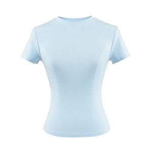 Camiseta de manga corta para mujer, ropa transpirable para mujer, Camisetas básicas ajustadas de verano, camisetas de algodón 2025, camisetas informales con cuello redondo para mujer - Product Image 3