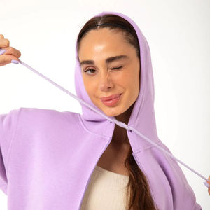 Premium 100% coton à manches longues femmes à capuche brodé fermeture éclair à capuche pour hiver Design pull - Product Image 2