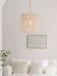 Lampe de lustre en coton macramé nouveau design de noeud éclairage de plafond de style bohème pour salon hall câblage indien fabriqué à la main - Product Image 5