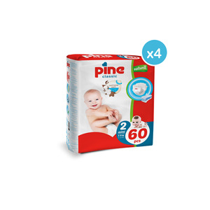 Couches jetables classiques en coton imprimé pour bébés, lot économique de 240 unités (4x60) avec protection anti-fuites 3D pour 3-6 kg - Product Image 1