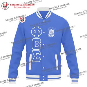 Phi Beta Sigma Varsity Letterman Jacket Royal Blue White Lightweight Waterproof Greek Letters Fit Fraternity Greek Outerwear - Product Image 4
