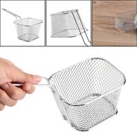 Panier à frites en acier inoxydable mini carré, best-seller, pour servir les frites, passoire, restaurant, collations, dim sum américain, panier à frites