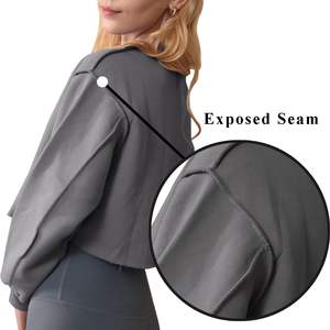 Wholesale Cotton Ladies Blank Gym Long Sleeve Women crop top Sweatshirts Custom Logo Design women crop top sweatshirts for sale - Product Image 2