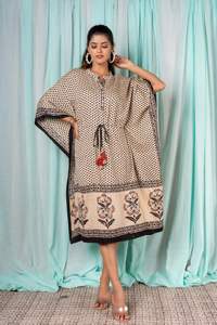 Caftán de satén de manga larga con estampado Digital de primavera para mujer, novedad, cuello en V, hasta la rodilla, adornado, fiesta de playa - Product Image 3