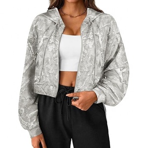 Sweat-shirts d'hiver pour femmes à demi-zip en tissu tricoté modal, polyester et élasthanne de haute qualité, motif camouflage sur le devant, vente en gros - Product Image 2