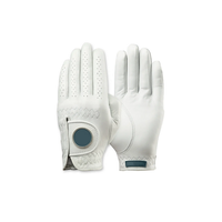 Guantes de Golf Blancos para Hombre y Mujer, para Zurdos, con Logotipo Personalizado, Marcador de Bola Magnético, Antideslizantes, de Cuero Genuino