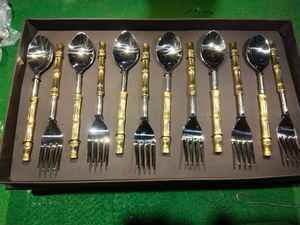 Juego de cubiertos de acero inoxidable directo de fábrica de Yang, cubiertos clásicos, cubiertos, incluye cuchara, tenedor, cuchillo, latón, personalizado, OEM, ODM - Product Image 3