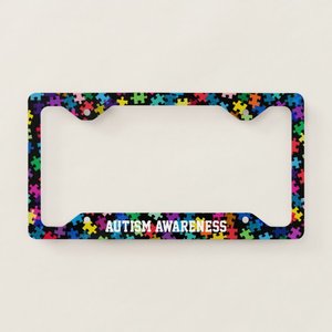 Marco para matrícula con diseño de rompecabezas de concienciación sobre el autismo - Product Image 1
