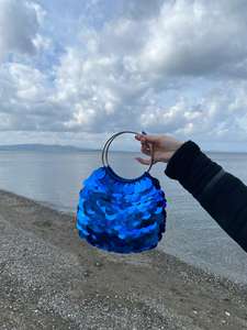 Bolsos de mano de lentejuelas hechos a mano, bolsos de mano de lujo para mujer, monederos y bolsos brillantes para mujer, bolso de moda azul - Product Image 3