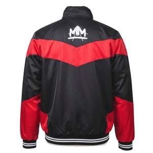 <b>Womens</b> Red Black Color Block Windbreaker Jacket <b>Lightweight</b> Nylon Streetwear Zip Up Fashion Outerwear - Product Image 2