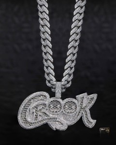 Collar de Moda con Colgante de Rapero de Plata 925 Chapado en Oro de Alta Calidad Personalizado con Moissanita Estilo Hip Hop Iced Fashion GRA - Product Image 4