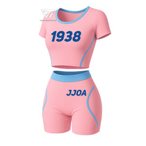 Greek Jack and Jill of America JJOA Sorority Clothing Conjunto de entrenamiento de 2 piezas de LICRA bordado para mujer - Product Image 1