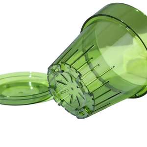 Pots de fleurs en plastique transparent et coloré avec plateau de drainage |   Rouge/Orange/Jaune/Vert/Bleu/Violet |   Jardinières légères et durables - Product Image 4