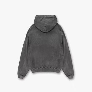 Custom French Terry Graphics Rivet Hoodies Vintage Acid Washed Heavyweight Cotton Zip up Cropped Rhinestone Hoodie - Product Image 5