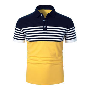 เสื้อโปโลกอล์ฟวินเทจสำหรับผู้ชายเสื้อคอตตอนโพลีเอสเตอร์เสื้อเจอร์ซีย์แขนสั้นสีตัดกันโลโก้ออกแบบได้ตามต้องการ - Product Image 5