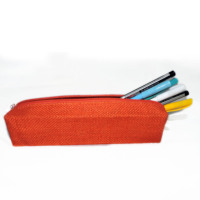 Estuche para Lápices de Yute Morado y Naranja, Estilo Bohemio, Resistente al Agua, con Cierre de Cremallera, para Bolígrafos y Artículos de Papelería, Diseño Unisex, 11 Pulgadas