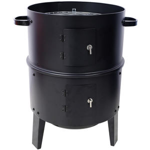 Barbecue fumoir à charbon de bois, fumoir à bois, cuisson en plein air, fumoir vertical de 16 pouces, barbecue portable pour le camping, noir - Product Image 4