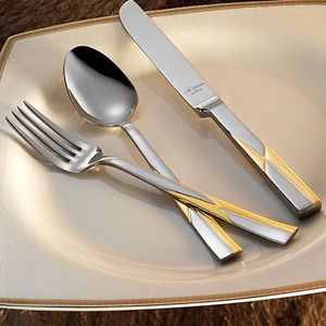 Juego de cubiertos de metal de acero inoxidable ergonómico espejo pulido para comodidad calidad belleza comidas diarias fiestas hechas latón duradero - Product Image 5