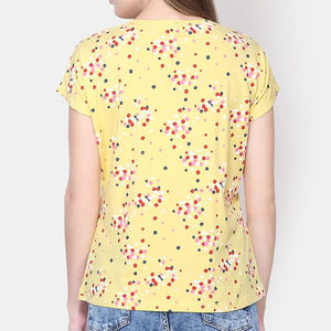 Camiseta de Algodón para Mujer, Estilo Urbano, Informal, Corte Regular, Color Sólido, Patchwork Vintage, Suave, Transpirable, Uso Diario, OEM ODM - Product Image 5