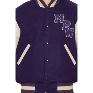 Chaqueta universitaria de bombardero universitario de béisbol Letterman de calidad superior para Hombres estilo callejero con mangas de cuero - Product Image 6
