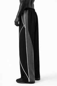 Pantalon de survêtement homme personnalisé à blocs de couleur, taille élastique avec cordon de serrage, coupe ample, jambe droite, pantalon de détente, vente en gros OEM - Product Image 4