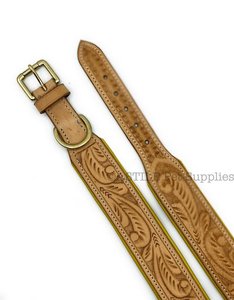 Meilleure vente Bourgogne en cuir véritable collier de luxe motif floral usiné à la main fonction de dégagement rapide pour les chiens d'exposition de bétail de ferme - Product Image 2