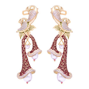 Pendientes colgantes antiguos AD de lujo modernos, joyería de perlas artificiales de lujo personalizada, chapado en oro mate para bodas - Product Image 2