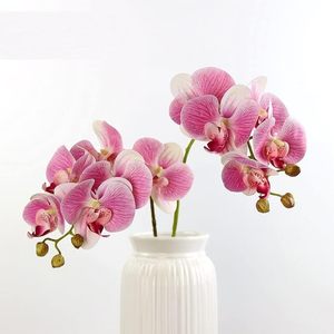 HCM venta al por mayor 6 uds flores de Orquídea Phalaenopsis artificiales con tallo para la decoración de Navidad del hogar - Product Image 6